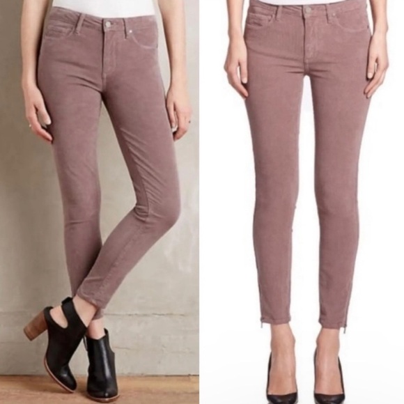PAIGE | Faded Mauve Corduroy Hoxton Skinny Jeans - Picture 1 of 6